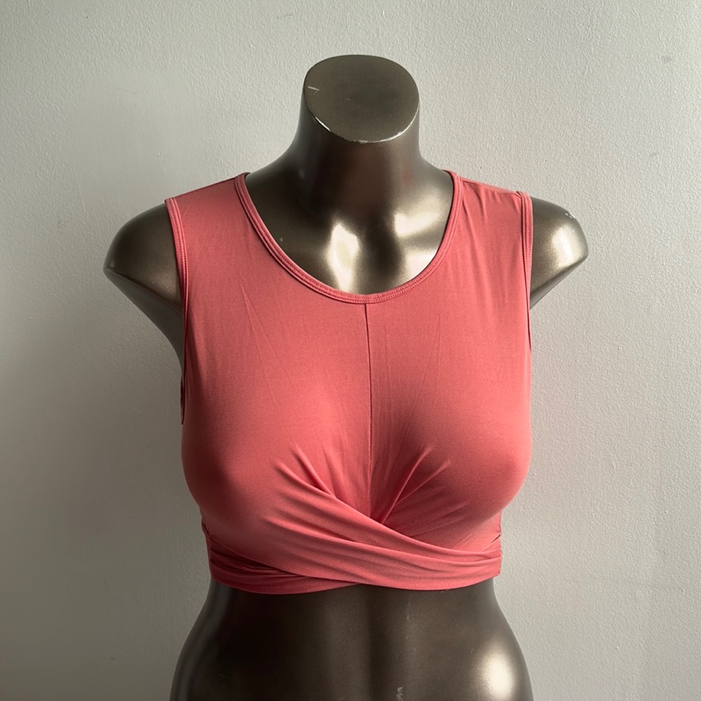 Peachy Pink Fabletics Sports Bra Medium .